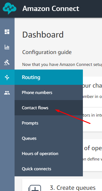 Amazon Connect Contact Flow Navigation Menu Item