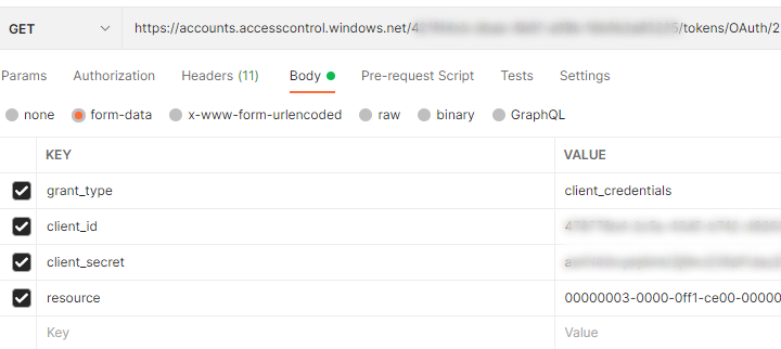 request body in postman for access token call
