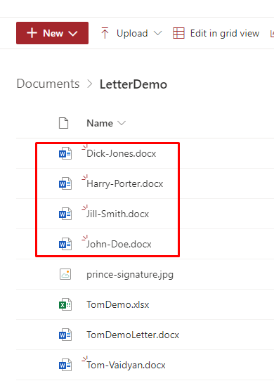 Newly generated files in SharePoint.