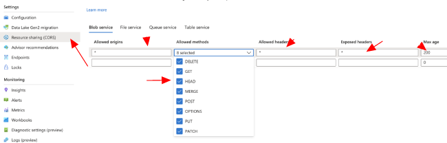 Setting up CORS for your Azure Storage account.