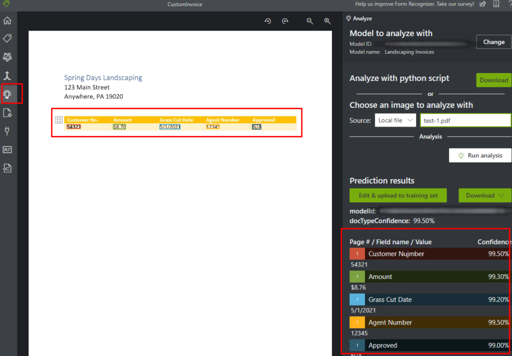 Analyze new document using your trained model.