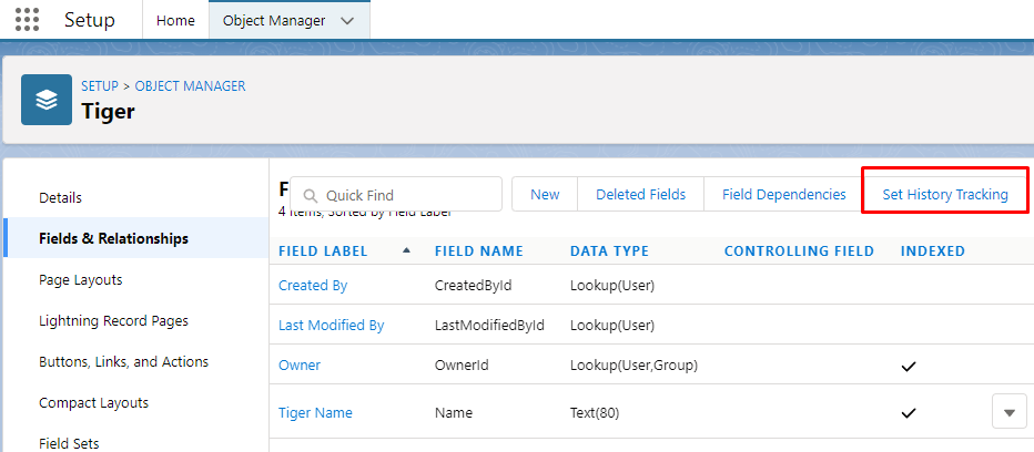 Set History Tracking button