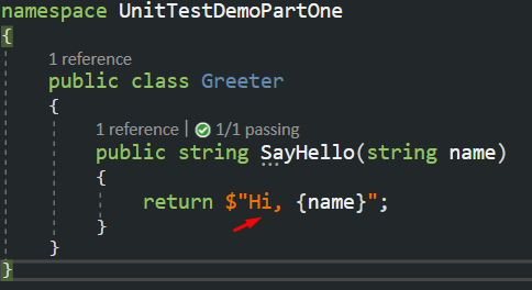 Modified SayHello method to demonstrate a failed test.