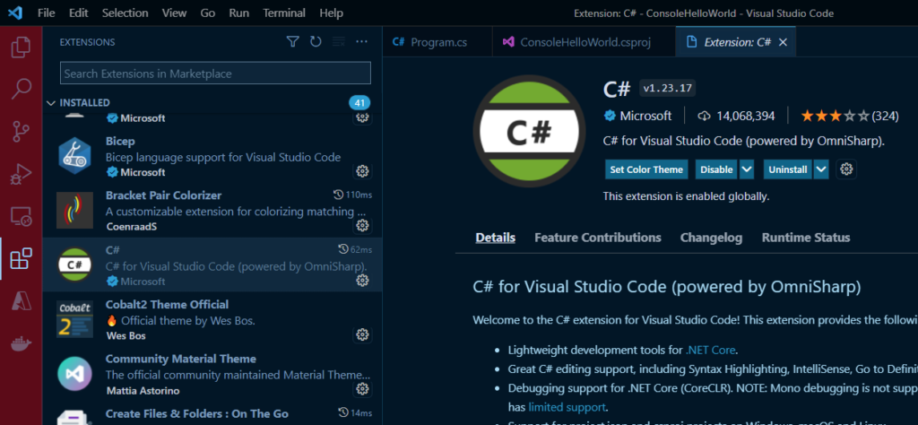 C# VSCode extension