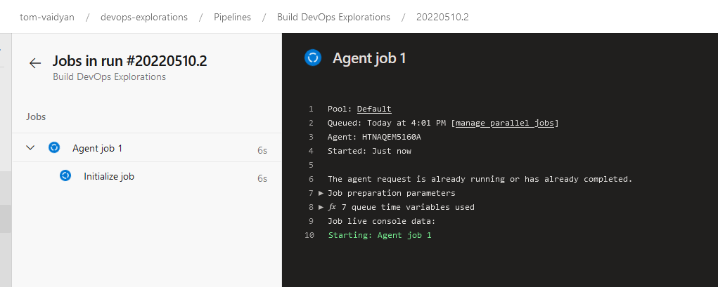 Automatically triggered build running in Azure DevOps