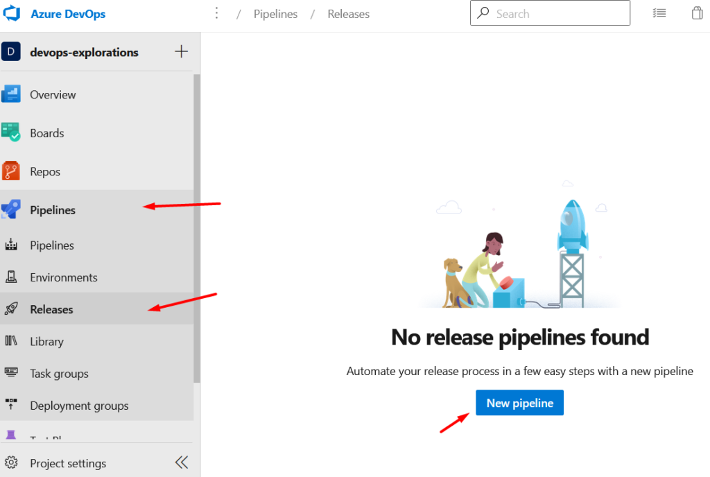 new release pipeline button in Azure DevOps