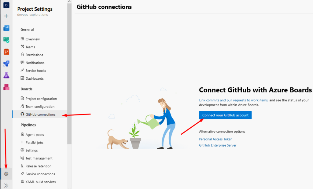 GitHub connection screen in Azure DevOps